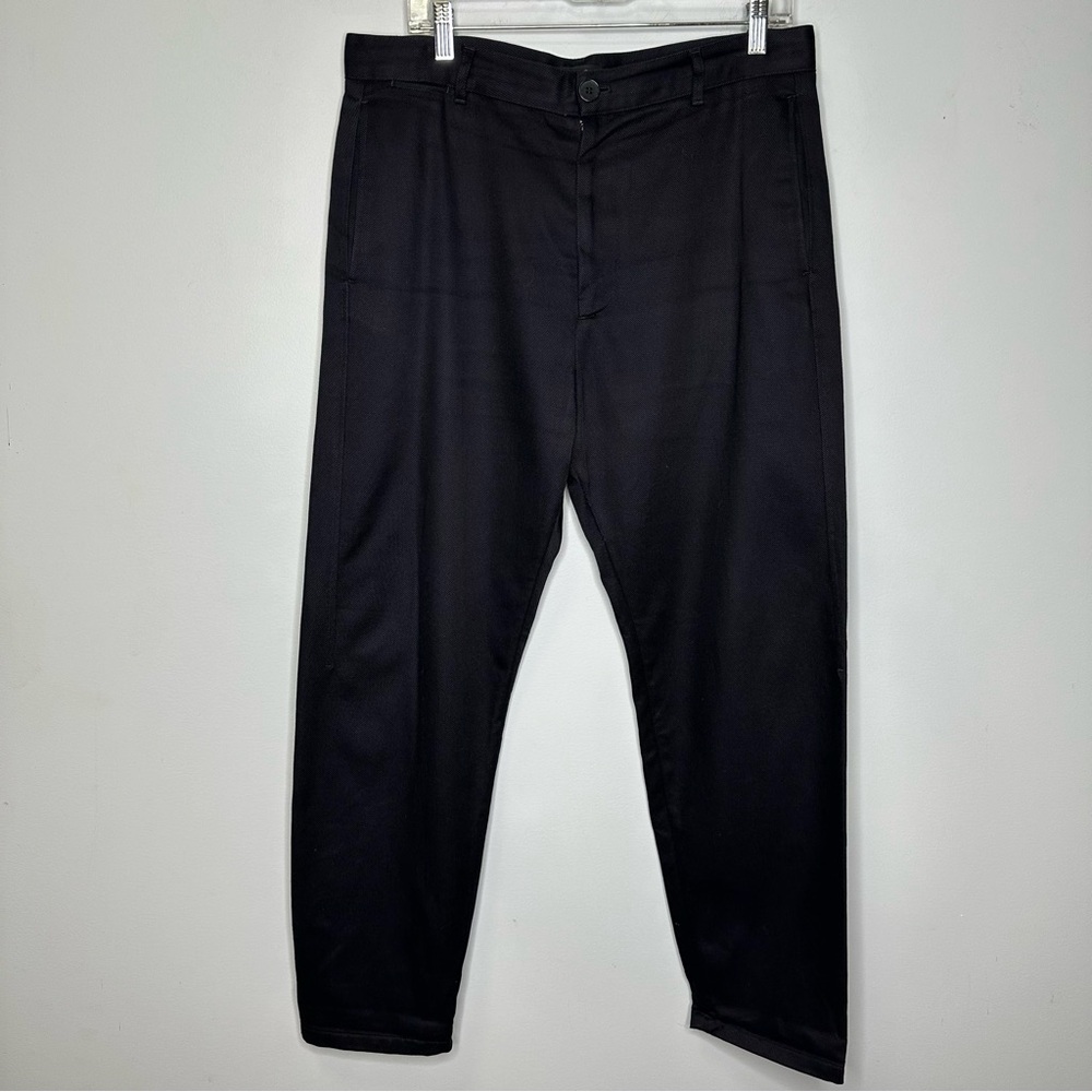 COS Men’s Darkest Navy Cotton Blend Textured Flat Front Pants Size 34